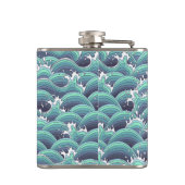 装飾的な海の波の背景 フラスク (裏面)