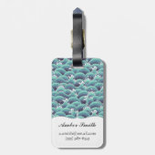 装飾的な海の波の背景 ラゲッジタグ (裏面縦)
