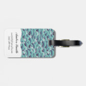装飾的な海の波の背景 ラゲッジタグ (裏面横)