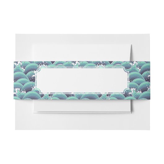 装飾的な海の波の背景 招待状ベリーバンド (正面例)
