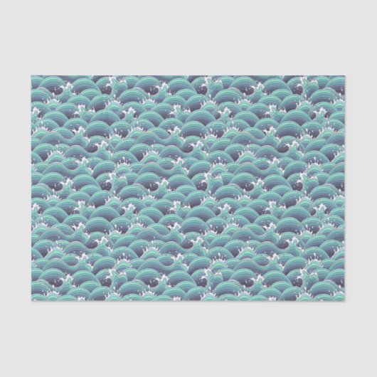 装飾的な海の波の背景 薄葉紙 (正面)