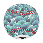 装飾的な海の波の背景 野球ボール (裏面)