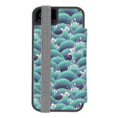 装飾的な海の波の背景 INCIPIO iPhoneウォレットケース (フォリオ裏面)