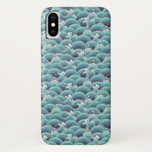 装飾的な海波の背景 iPhone X ケース