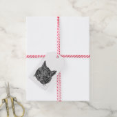 装飾的な猫の頭 ギフトタグ (より糸付き)