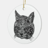 装飾的な猫の頭 セラミックオーナメント (左)