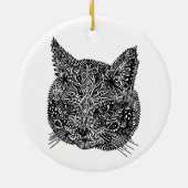 装飾的な猫の頭 セラミックオーナメント (裏面)