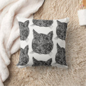 装飾的な猫頭 クッション (ブランケット)