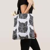 装飾的な猫頭 トートバッグ (クローズアップ)