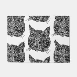 装飾的な猫頭 ドアマット