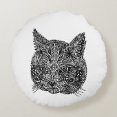 装飾的な猫頭 ラウンドクッション (裏面)