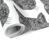 装飾的な猫頭 ラッピングペーパー (ロールコーナー)