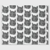 装飾的な猫頭 ラッピングペーパー (フラット)
