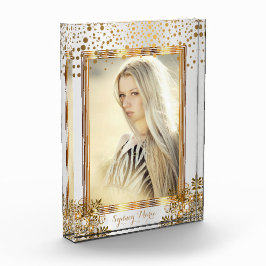 装飾的な白と金ゴールド紙吹雪- DIY写真 フォトブロック