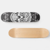 装飾的な砂糖のスカルの白黒のゴシック様式グランジ スケートボード (横)