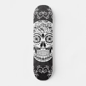 装飾的な砂糖のスカルの白黒のゴシック様式グランジ スケートボード (正面)