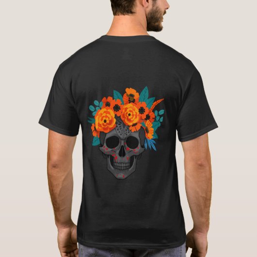 装飾的な砂糖のドクロ蝶 Tシャツ (裏面)