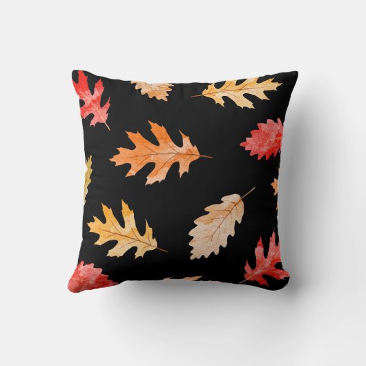 装飾的な秋の枕|水彩画の紅葉 クッション (裏面)