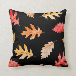 装飾的な秋の枕|水彩画の紅葉 クッション