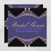 装飾的な紫色の結婚前パーティー招待状 招待状 (正面/裏面)