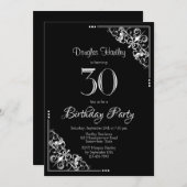 装飾的な縁取り 30歳の誕生日パーティー 招待状 (正面/裏面)