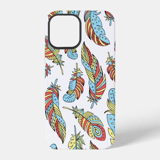 装飾的な羽のシームレスパターン。手描きのv iPhoneケース (裏面)