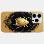 装飾的な背景の上の黄金の装飾甲虫 Case-Mate iPhoneケース (裏面 (横))