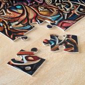 装飾的な背華美景を持つ犬 ジグソーパズル (側面)