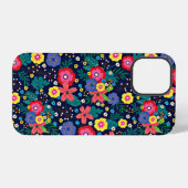 装飾的な花と葉の模様-48675 iPhoneケース (裏面横)