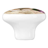 装飾的な花のかわいいショウガ猫の子ネコ- セラミックノブ (側面)