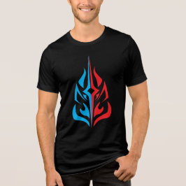 装飾的な花のデザイン トライブレンドTシャツ