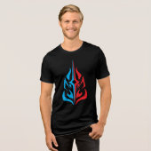 装飾的な花のデザイン トライブレンドTシャツ (正面全面)
