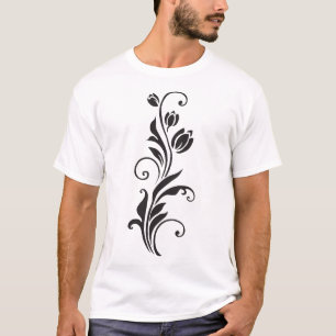 装飾的な花のデザイン Tシャツ