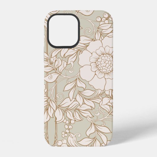 装飾的な花の背景、シームレスなパターン iPhoneケース (裏面)