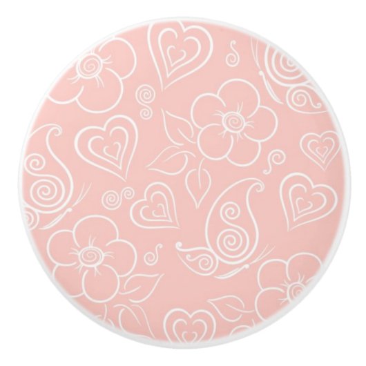 装飾的な花パターン セラミックノブ (正面)