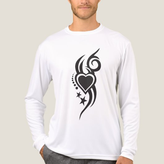 装飾的な花柄ハートタトゥー トライブレンドTシャツ (正面)