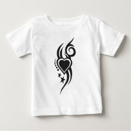装飾的な花柄ハートタトゥー ベビーTシャツ