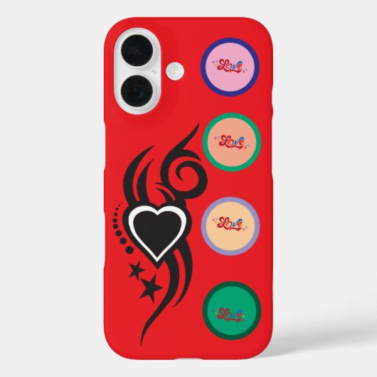 装飾的な花柄ハートタトゥー Case-Mate iPhoneケース (裏面)