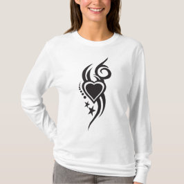 装飾的な花柄ハートタトゥー Tシャツ