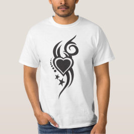 装飾的な花柄ハートタトゥー Tシャツ
