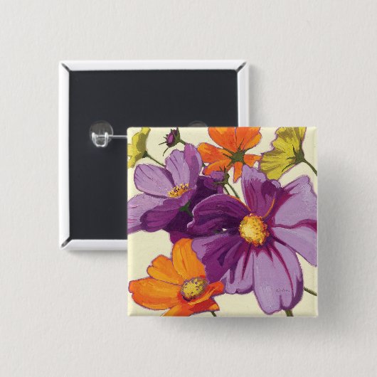 装飾的な花 缶バッジ (正面&裏面)