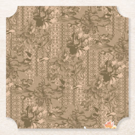 装飾的な茶色の花柄コースター | ビンテージスタイル ペーパーコースター