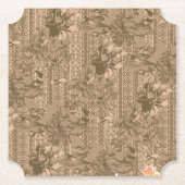 装飾的な茶色の花柄コースター | ヴィンテージスタイル ペーパーコースター (正面)