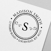 装飾的な華やかなサークルモノグラム住所 セルフインキングスタンプ