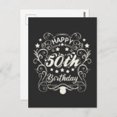 装飾的な華やかな 50歳の誕生日おめでとう。 ポストカード (正面/裏面)