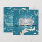装飾的な葉と渦巻き、結婚式の招待状 招待状 (正面/裏面)