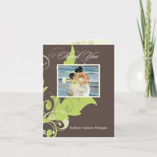 装飾的な葉の写真/感謝カード サンキューカード (正面)