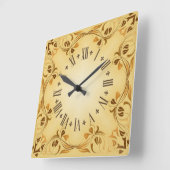 装飾的な葉 スクエア壁時計 (傾斜)