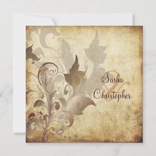 装飾的な葉/渦巻き/ヴィンテージの招待状 招待状 (正面)