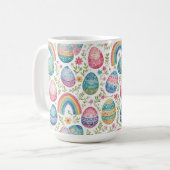 装飾的な虹のイースターエッグ パステルカラーの春 コーヒーマグカップ (正面左)